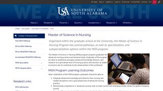 College of Nursing - MSN - University of South Alabama