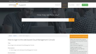 How to login to the web based Cloud Management Console - Support