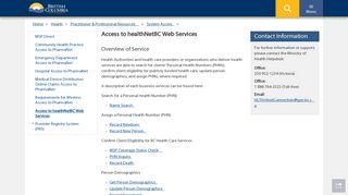 Access to healthNetBC Web Services - Province of British Columbia