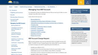 Managing Your MSP Account - Province of British Columbia