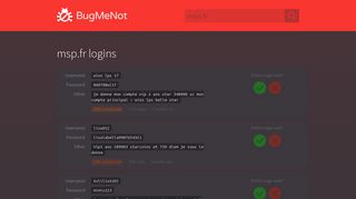 msp.fr passwords - BugMeNot