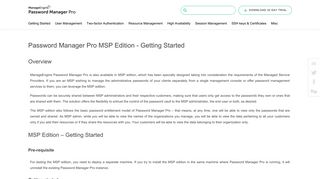 Getting Started with Password Manager Pro MSP Edition
