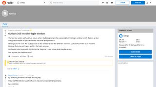 Outlook 365 invisible login window : msp - Reddit