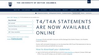 T4/T4A statements are now available online | Faculty & Staff | The ...