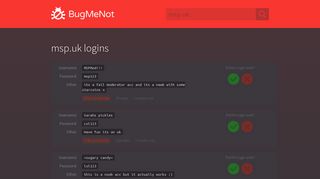 msp.uk passwords - BugMeNot