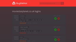 moviestarplanet.co.uk passwords - BugMeNot