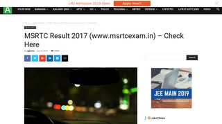 MSRTC Result 2017 (www.msrtcexam.in) - Check Here