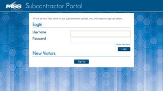MSS Subcontractor Portal | Login