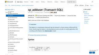 sp_adduser (Transact-SQL) - SQL Server | Microsoft Docs