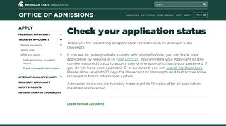 Check your application status - MSU Admissions - Michigan State ...