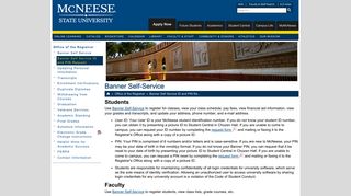 Banner Self-Service | McNeese State University