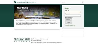 MSU NetID | Michigan State University - MSU Net Authentication