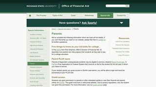 Parents | Office of Financial Aid | Michigan State University