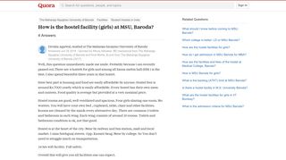 How is the hostel facility (girls) at MSU, Baroda? - Quora