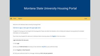 Housing Portal - Montana State University