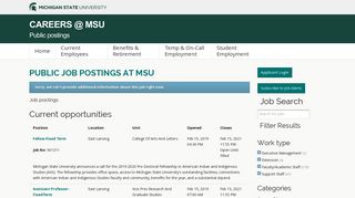 MSU Careers Recent Jobs - Careers @ MSU - Michigan State University