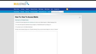 How To: How To Access Matrix : MLSListings Training & Support