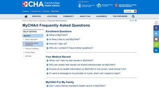 Help Center | MyCHArt Frequently Asked Questions