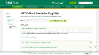 Online & Mobile Banking FAQs | M&T Bank