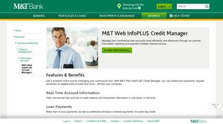 Web Info PLU$® Credit Manager - Business | M&T Bank