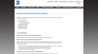 MTA Business Service Center Invoice Processing