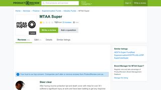 MTAA Super Reviews - ProductReview.com.au