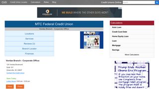 MTC Federal Credit Union - Greenville, SC - Credit Unions Online