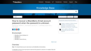How to recover a BlackBerry Email account password when the ...