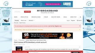 Cant recieve MTN blackberry email account | MyBroadband