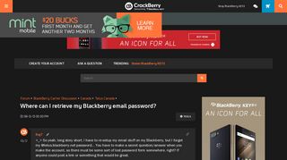 Where can I retrieve my Blackberry email password? - BlackBerry ...