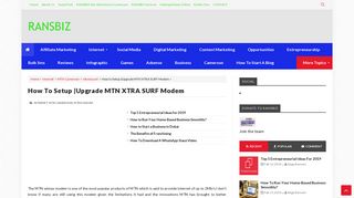 How to Setup |Upgrade MTN XTRA SURF Modem - RANSBIZ