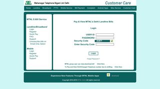 MTNL Delhi - Customer SelfCare Portal : Online Book Landline ...