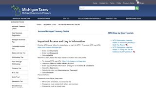 Taxes - MTO Access and Log In Information - State of Michigan