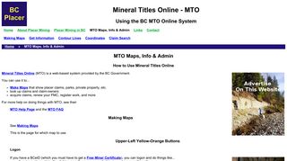 BC Placer - MTO Maps, Info & Admin