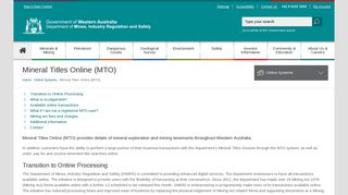 Mineral Titles Online (MTO) - Department of Mines and Petroleum