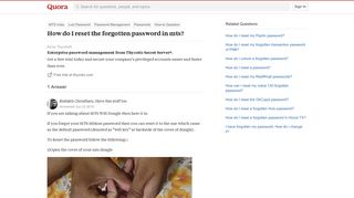How to reset the forgotten password in mts - Quora