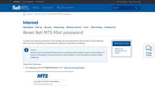 Reset Bell MTS Mail password | MTS