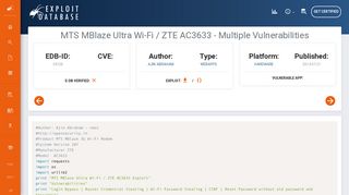 MTS MBlaze Ultra Wi-Fi / ZTE AC3633 - Multiple Vulnerabilities