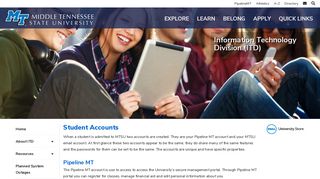 ITD Student Accounts | Middle Tennessee State University