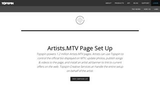 Artists.MTV Page Set Up | Topspin Creative Services - Topspin Media