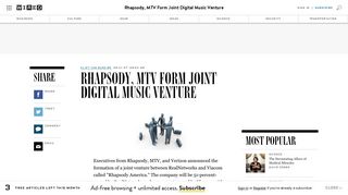 Rhapsody, MTV Form Joint Digital Music Venture | WIRED