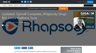 Gigaom | Updated: Spinoff Complete, Rhapsody Sings $10 Cross ...