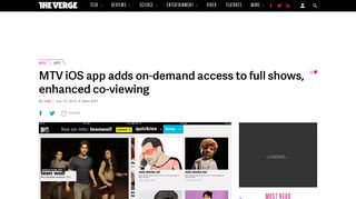MTV iOS app adds on-demand access to full shows, enhanced co ...