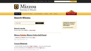 Canvas - Search Mizzou // Mizzou // University of Missouri