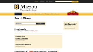 MU Student Email - Search Mizzou // Mizzou // University of Missouri