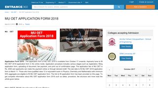 MU OET Application Form 2018 (Available) - Registration online here