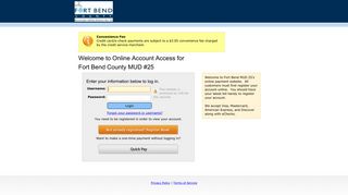 Online Account Access for Fort Bend County MUD #25