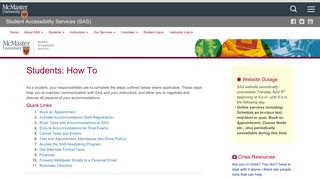 McMaster University - Student Accessibility Services - Students: How To