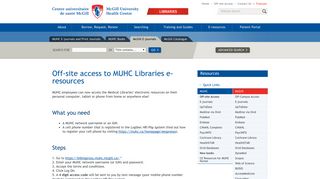 Off-site access to MUHC Libraries e-resources | McGill University ...