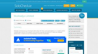 Mulleadys Ltd - Irish Company Info and Credit Scores - SoloCheck